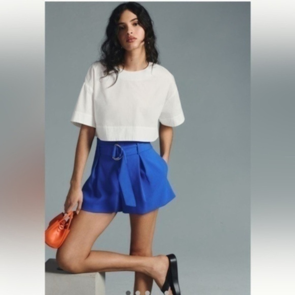 Maeve Tailored Paperbag blue shorts size 4 Anthropologie y2k J